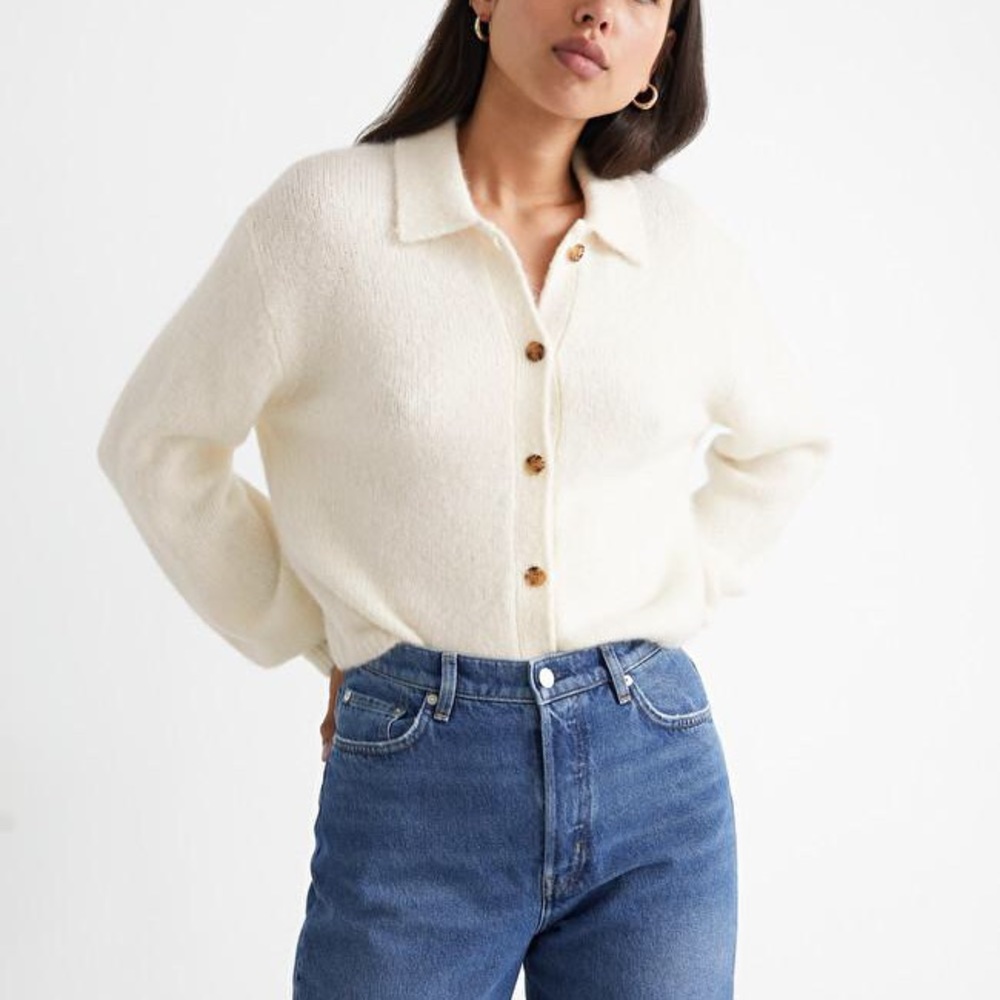 & Other Stories collared alpaca blend cardigan cream